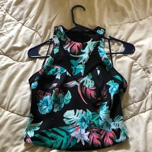 Guess neoprene/mesh racer back tank top